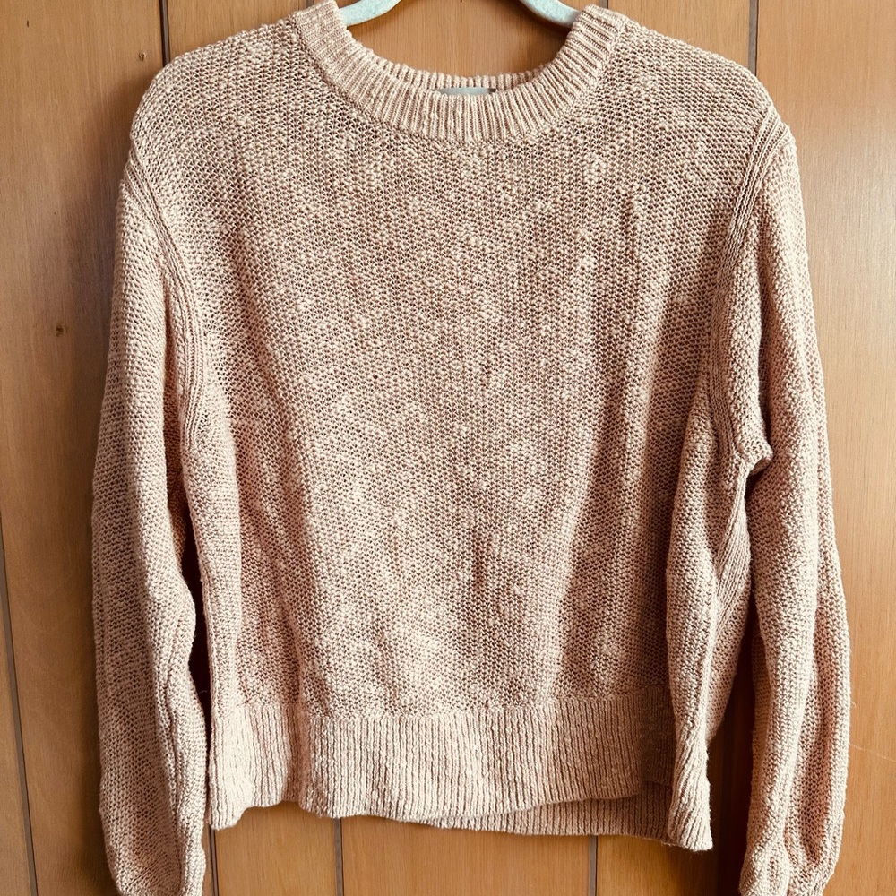 Everlane Cotton Linen Loose Knit Sweater Women's Large Color Light Pink